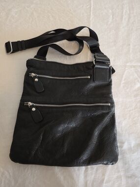 Margot Soft Leather Black Crossbody Messenger Bag